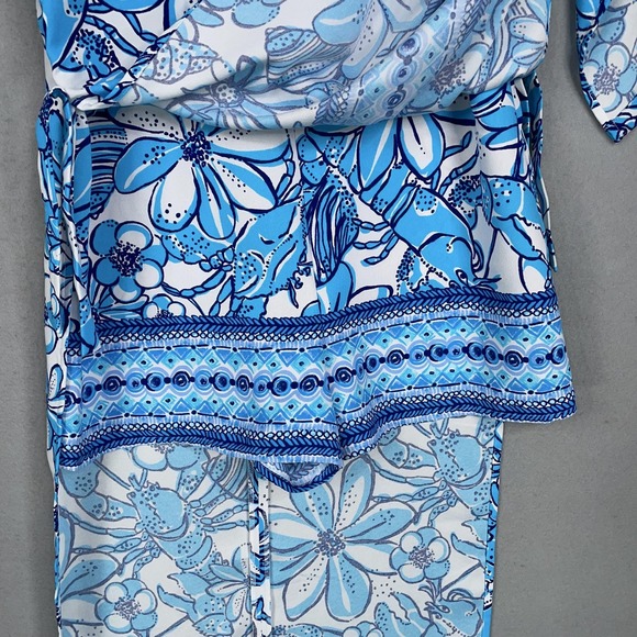 Lilly Pulitzer Dress Womens 6 Blue White Floral Donna Maxi Romper Sleeveless - Picture 7 of 16